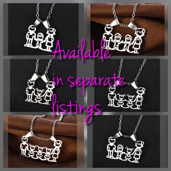 Mom, Dad + 3 Boys Pendant Necklace - Picture 2 of 3